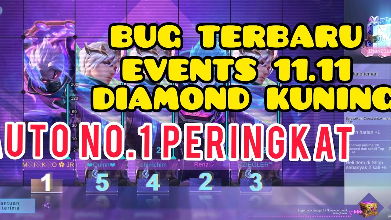 Bug Terbaru Kode Events 11.11 Diamond Kuning Mobile Legends