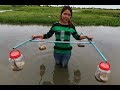 Awesome Girl Make Fish Trap Using PVC Pipes And Plastic Bottle To Catch Fish  At  Siem Reap