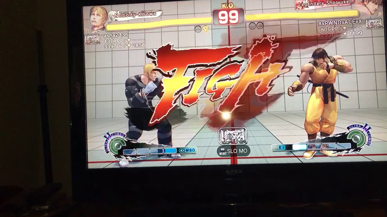 Ultra street fighter ranked battle Guy (XxWndxOwnedxX) vs Cody (asha2136)