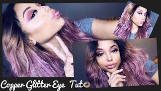 Copper Glitter Eye Makeup Tutorial ☄️