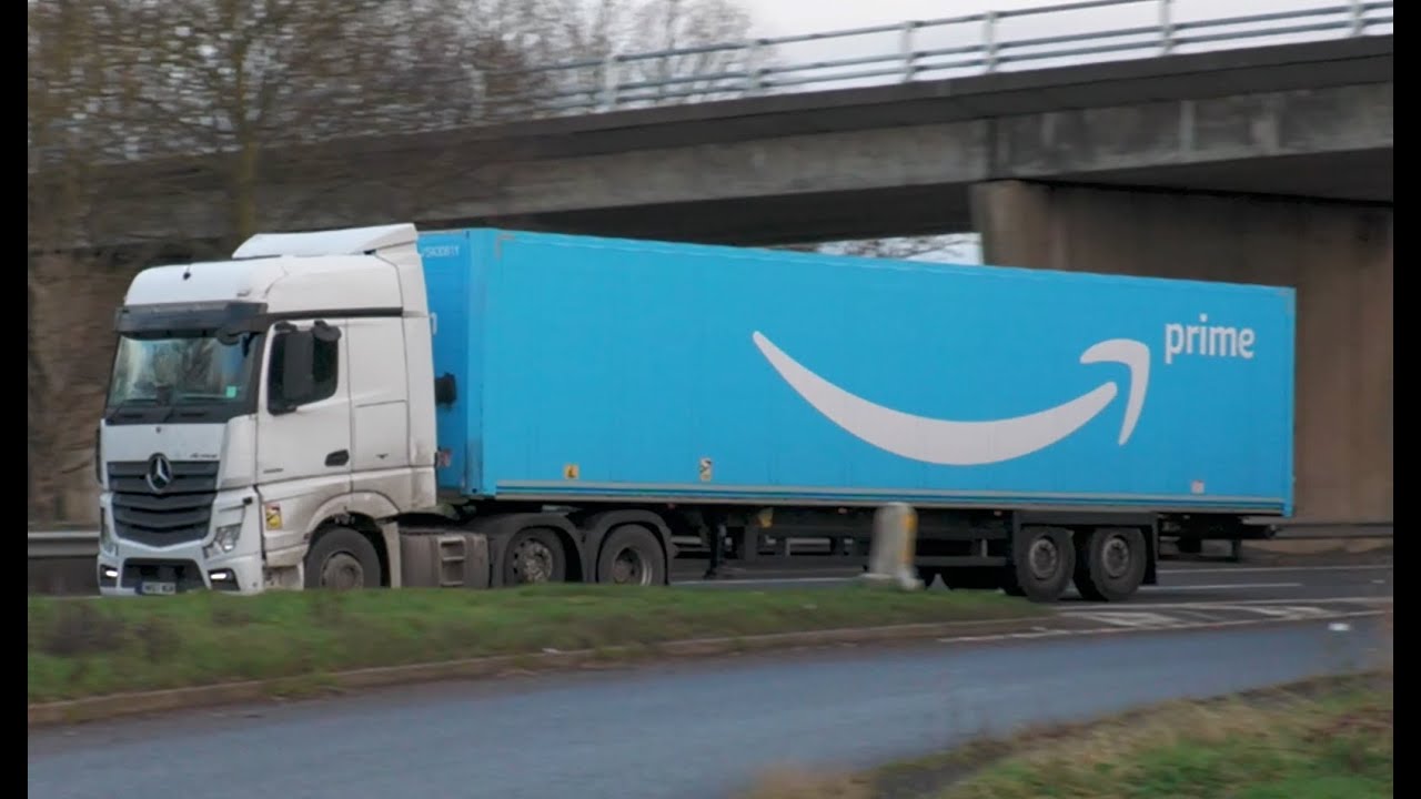 Mercedes-Benz ACTROS - AMAZON prime - A1(M) motorway trucks spotting ...