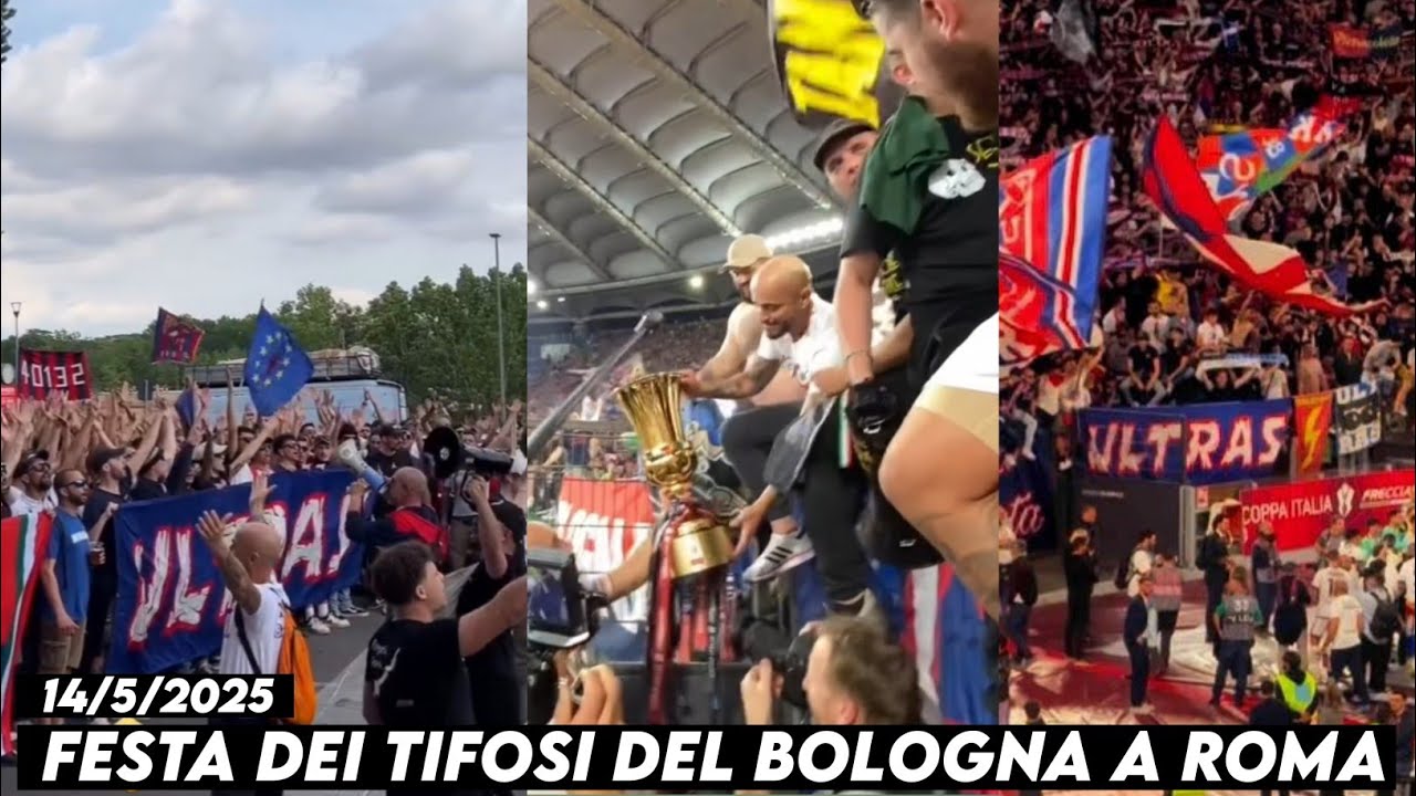 FESTA DEI TIFOSI DEL BOLOGNA A ROMA || Bologna vs AC Milan 14/5/2025