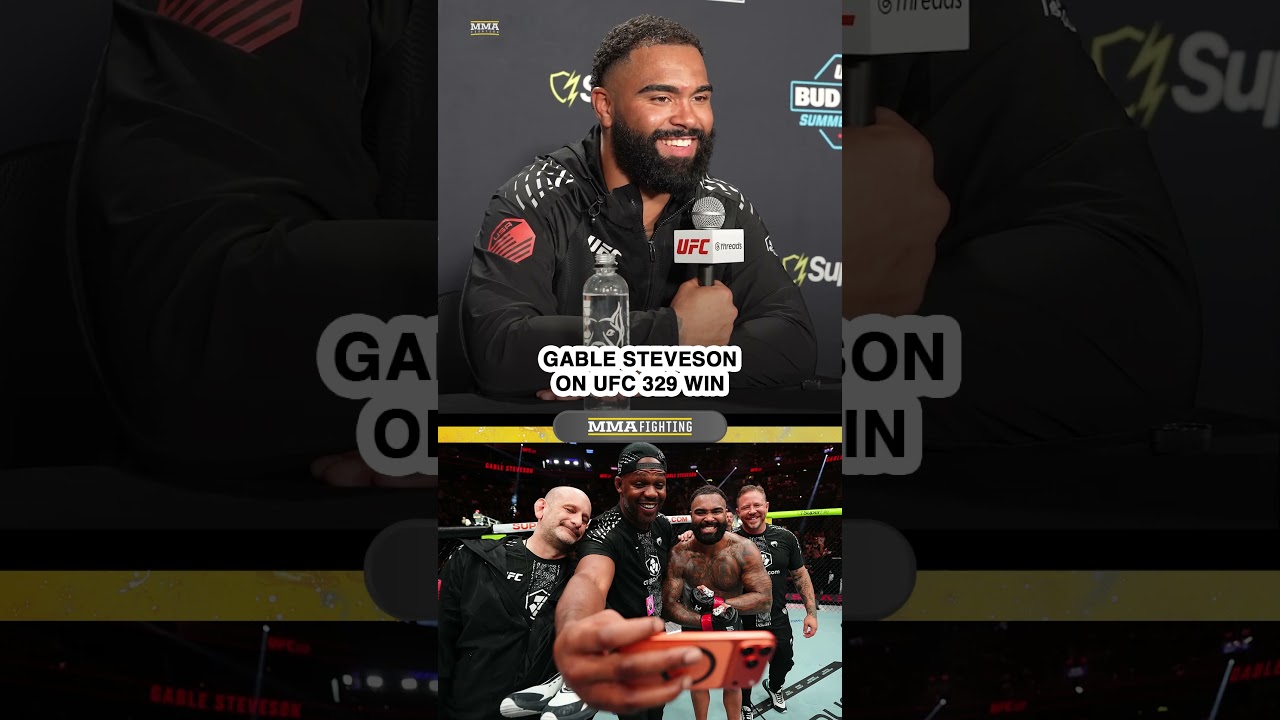 Gable Steveson IMMEDIATE REACTION to stoppage win at UFC 329, prep with Jon Jones | MMA Fighting