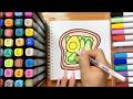 "Satisfying Food Art: Coloring a Cute Egg Toast with Markers"