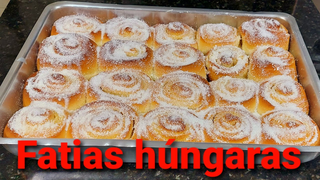 Vídeo explicativo de como fazer fatias húngaras, ou cuquinha recheada. Fácil, rápida e gostosa