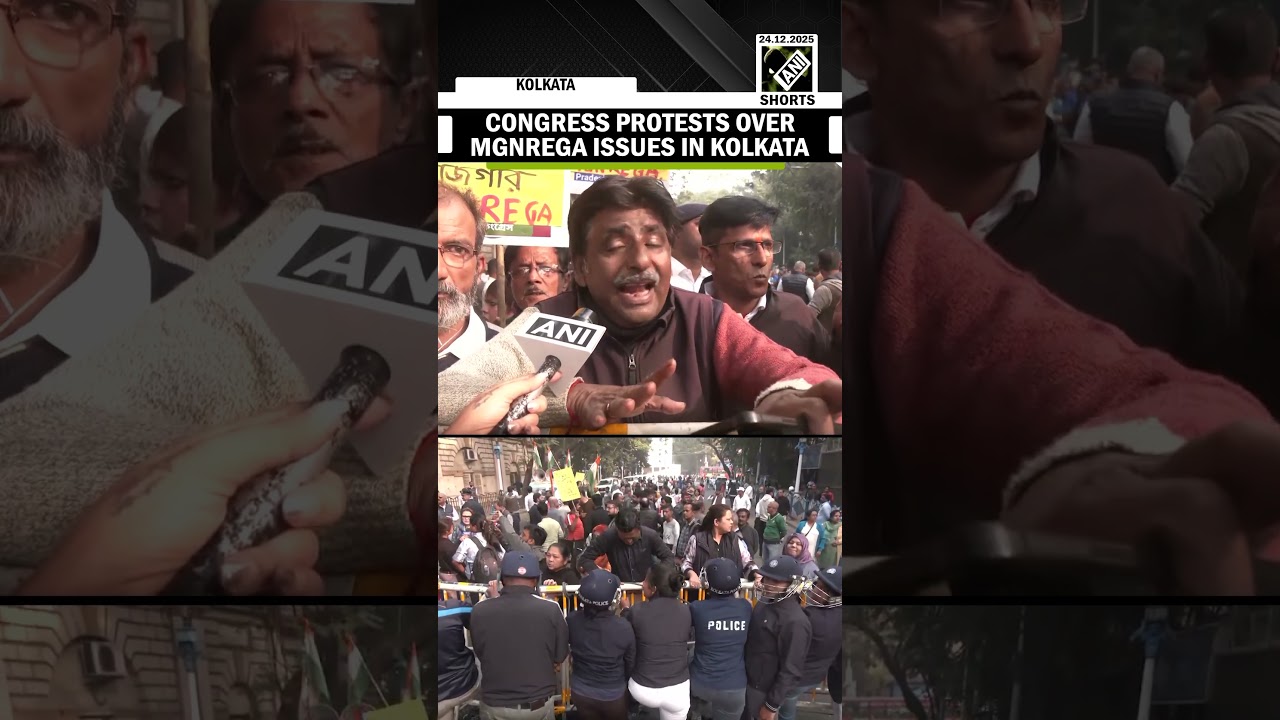 Congress protests over MGNREGA issues in Kolkata