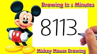 Mickey Mouse Drawing With Numbers 8113 Step by Step Easy - Theakashcreations