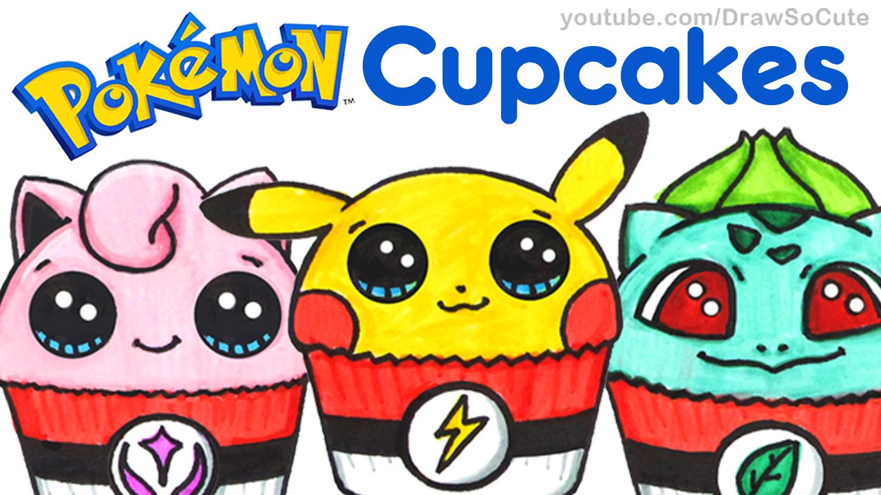 Art CHALLENGE- How to Draw + Color Pokemon as CUPCAKES -Pikachu ...