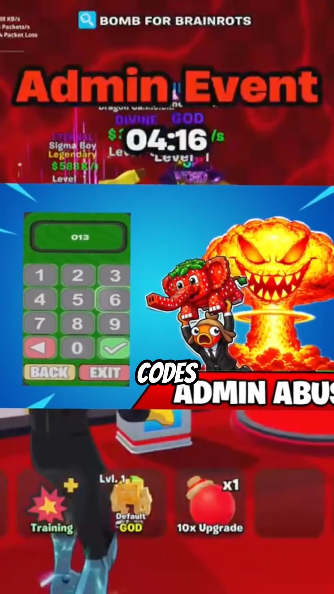 TODAY ADMIN ABUSE CODES BOMB FOR BRAINROTS #fortnite - YouTube