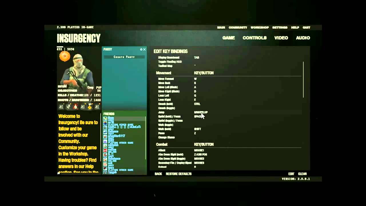 Socom:ins- Mouse and keyboard settings
