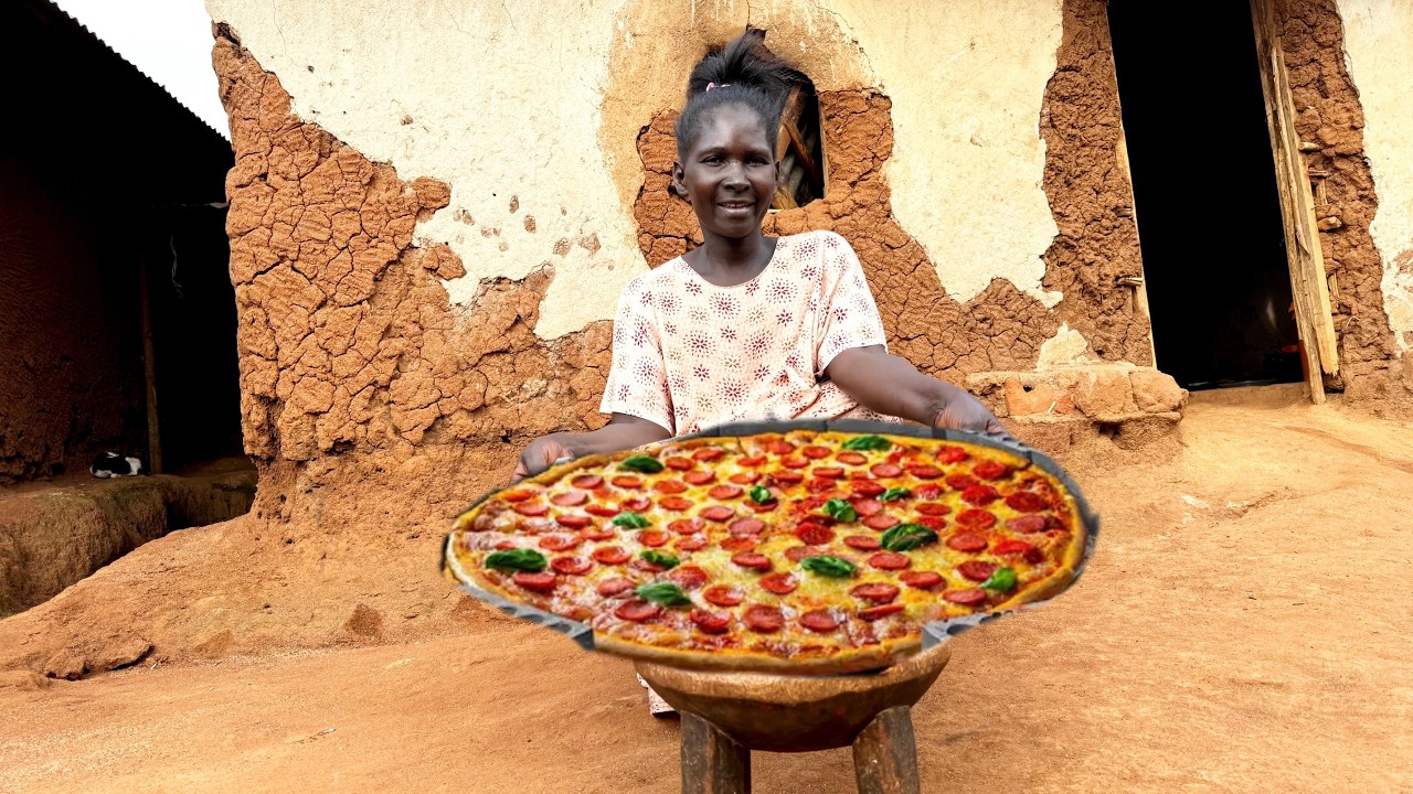 African Mum Cooks Huge PIZZA 🍕 Underground| Homemade Sausage Pizza For The Kids 