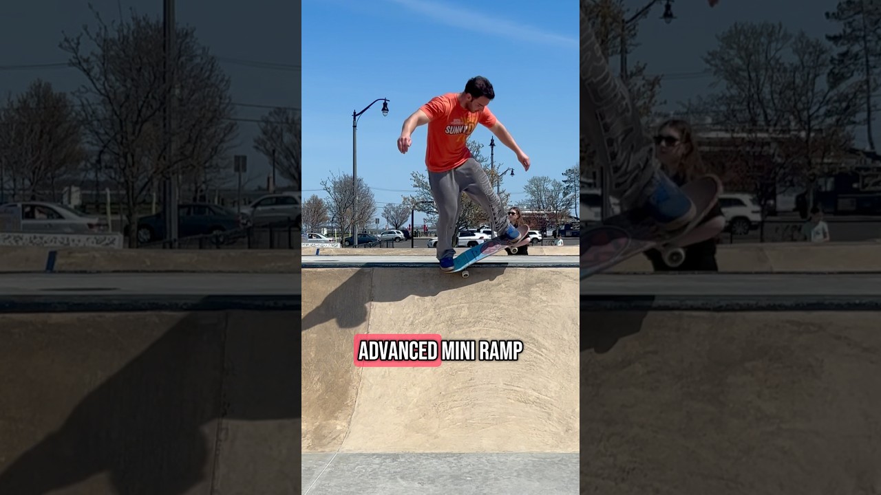 Advanced skateboard tricks on a mini ramp