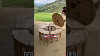 Aus Industriekabel Spule ein komplettes Gartenmöbel Set geba