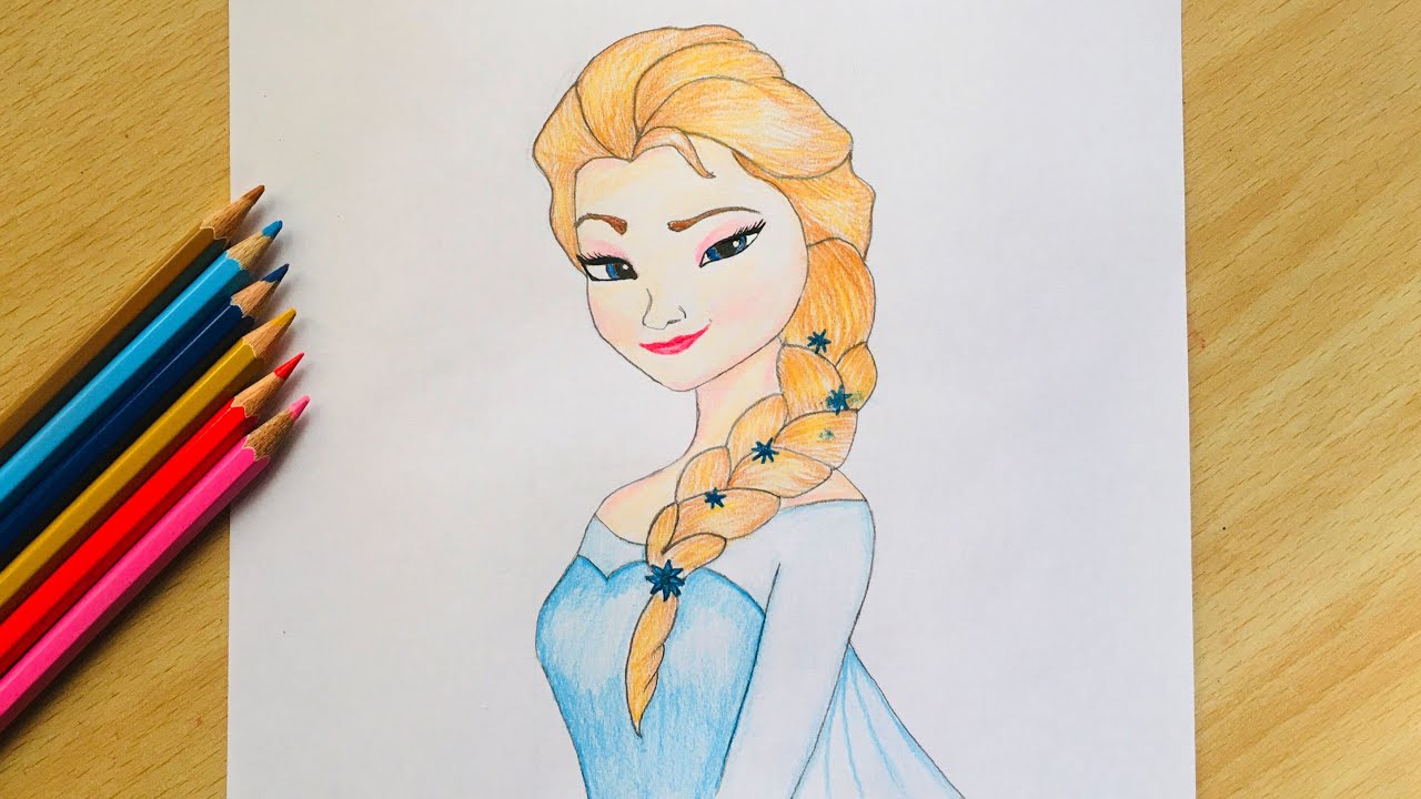 How to Draw Disney Princess ELSA- step by step || Disney Frozen ...