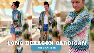 Long Crochet Cardigan Tutorial | Aveline Hexagon Cardigan