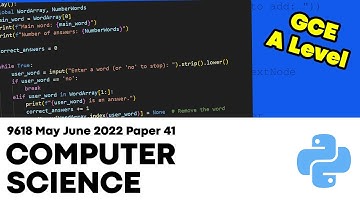 9618 Computer Science May June 2022 Paper 41 | Python