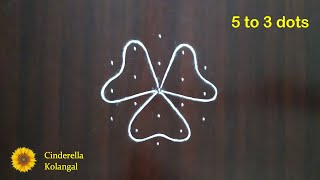 Sikku Kolam 5 to 3 dots #88