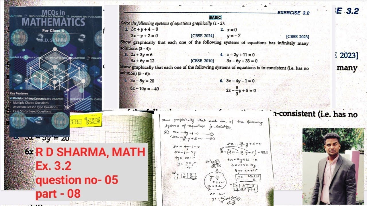 Show graphically that each one of the following systems of equations is in-consistent ( no solution)
