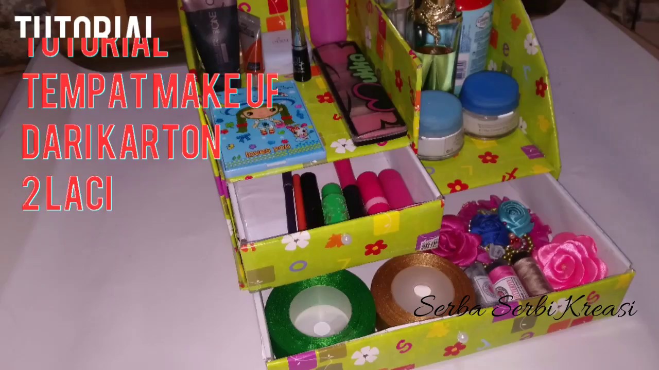 Cara membuat tempat make up dari kardus bekas 2 laci 