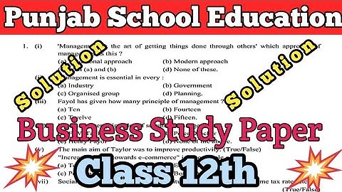 12th business studies pseb pre board paper solution | class 12 punjab bussiness studies paper 🔥🔥🔥🔥