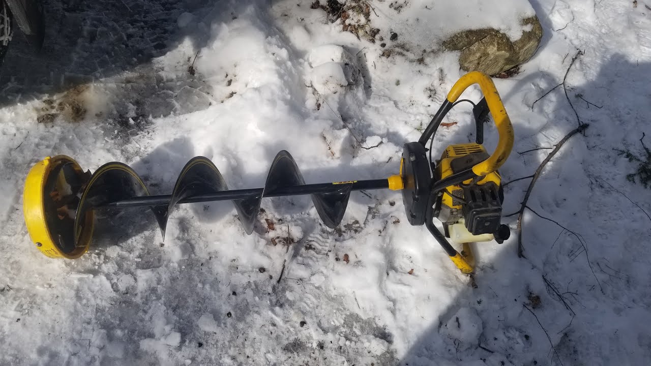 Ice Fishing Power Auger in Action - YouTube