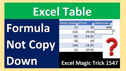 Excel Table NOT Automatically Copy Formula Down Column? Option Setting to Fix This. Magic Trick 1548