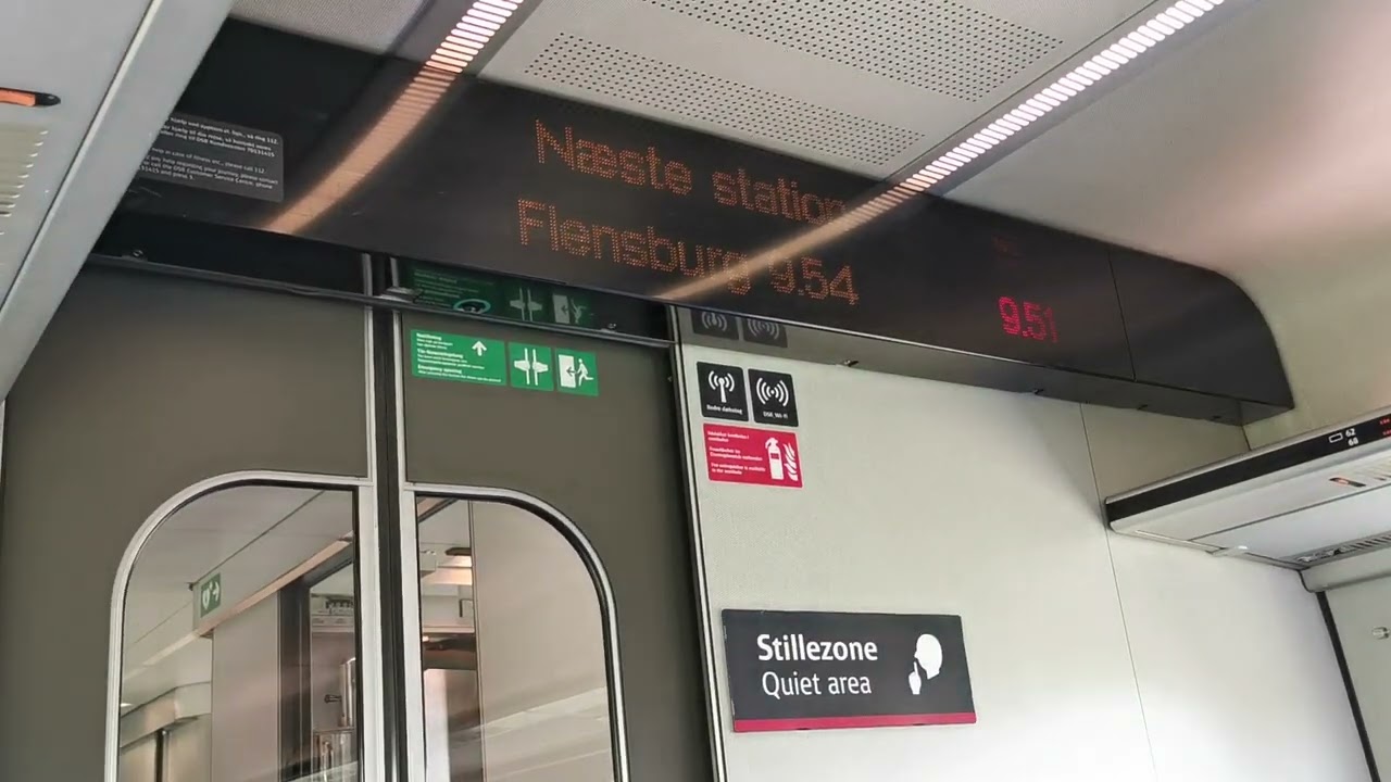Onboard DSB IC3 Train Approaching Flensburg Germany End Station Announcement 