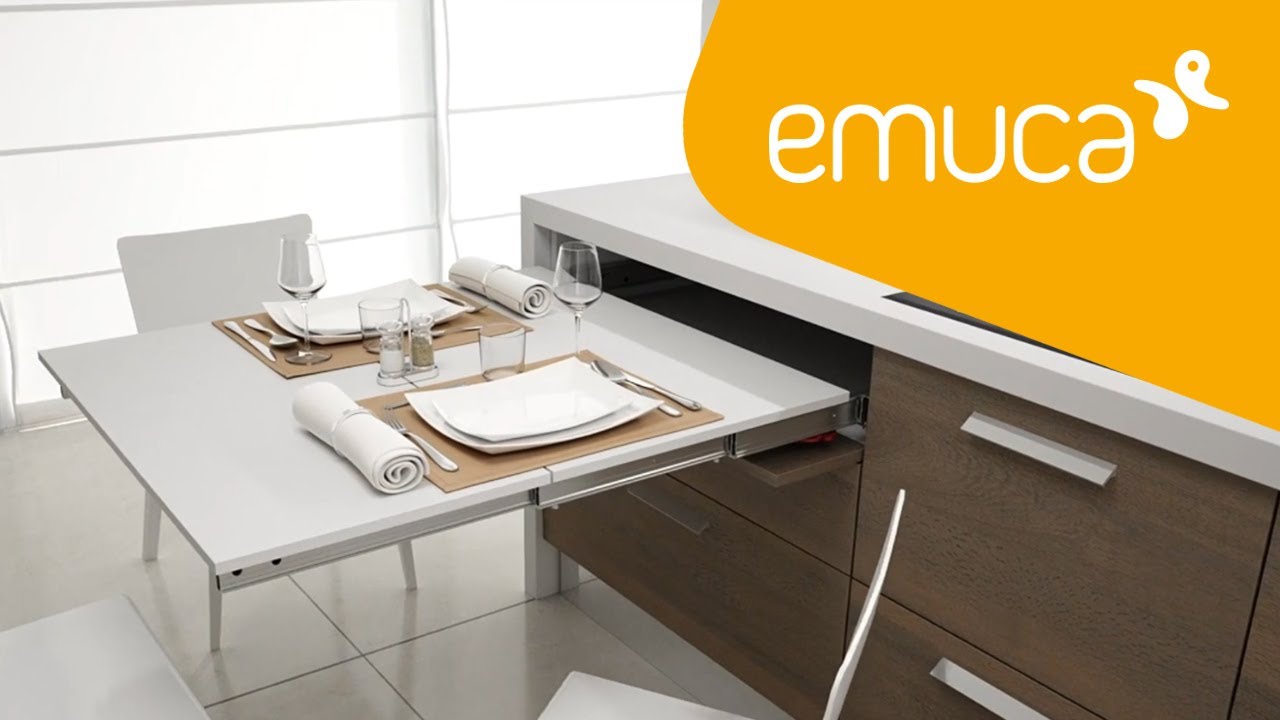 How to mount a pull-out Lunch table hidden in a drawer - Emuca