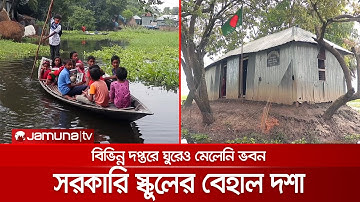 বিলের মাঝে এক আশ্চর্য দ্বীপস্কুল; টিনের ভাঙাচোরা ঘরেই চলছে পাঠদান | School Sufferings