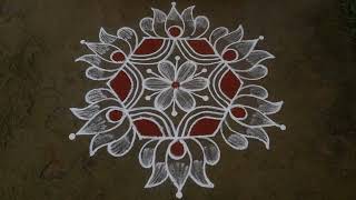 Friday special lotus kolam 5*3dots small beautiful rangoli design daily muggulu Anusrangoli