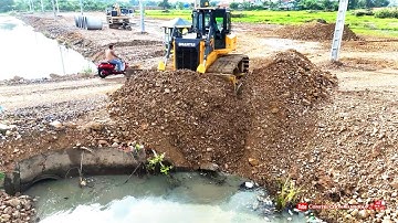 Great! Complete Stones Filling Operation! Skill Shantui DH17C3 Dozer Push Stones & 25ton Dump Trucks