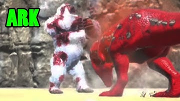 ARK Survival Evolved - Alpha Trex Level 5000 vs 3 Megapithecus & Gigantopithecus Army Part 2