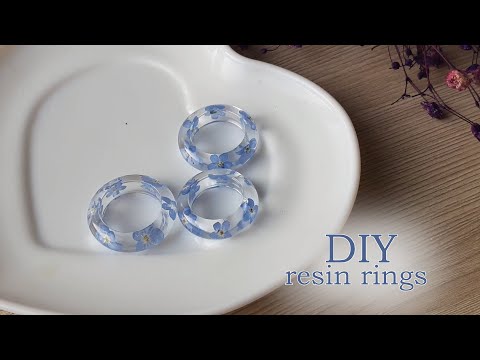 Делаю прозрачные кольца с незабудками  эпоксидная смола  DIY Resin Rings