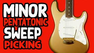 Minor Pentatonic Sweep Picking Lick on GUITAR | Key of E minor (Shape Two)