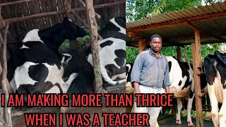 PRODUCING 60 LITRES FROM 3 COWS/HE STARTED WITH 1 ARYSHIRE(ASHA)/DAIRY FARMING IN KENYA.