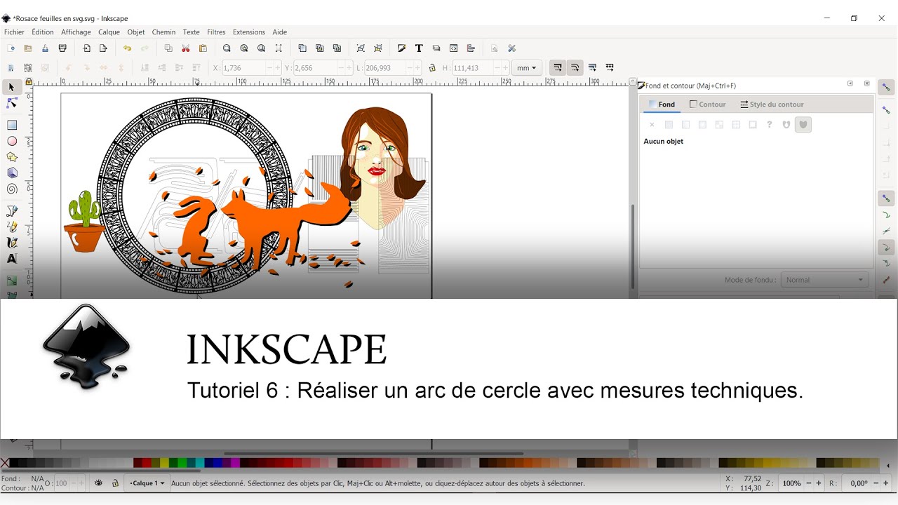 Inkscape 6 SR. Dessiner un arc de cercle avec mesures techniques - YouTube