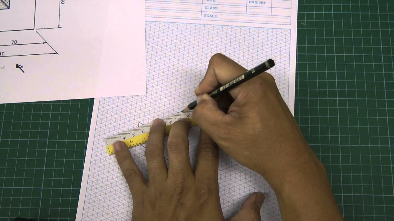 isometric drawing using grid paper youtube