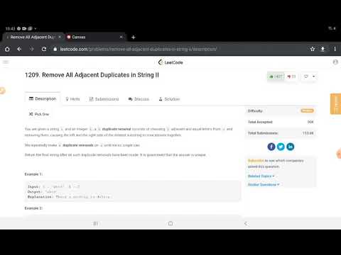 Leetcode Probleem 1209. Remove All Adjacent Duplicates in String II