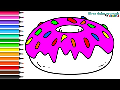 Donut Çizip Boyama Sayfası | Çocuklar İçin Boyama Videoları | Boyama Oyunları