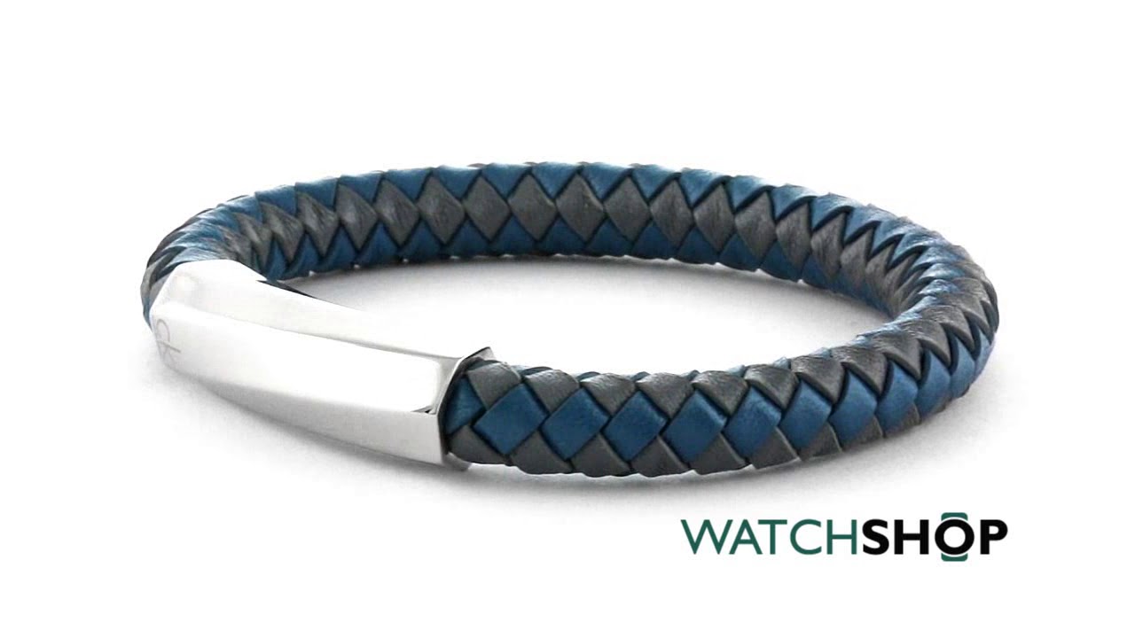 Mens Calvin Klein Stainless Steel Medium Bewilder Leather Bracelet