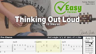 Thinking Out Loud (Easy Version) - Ed Sheeran | Fingerstyle Guitar | TAB + Chords + Lyrics chords