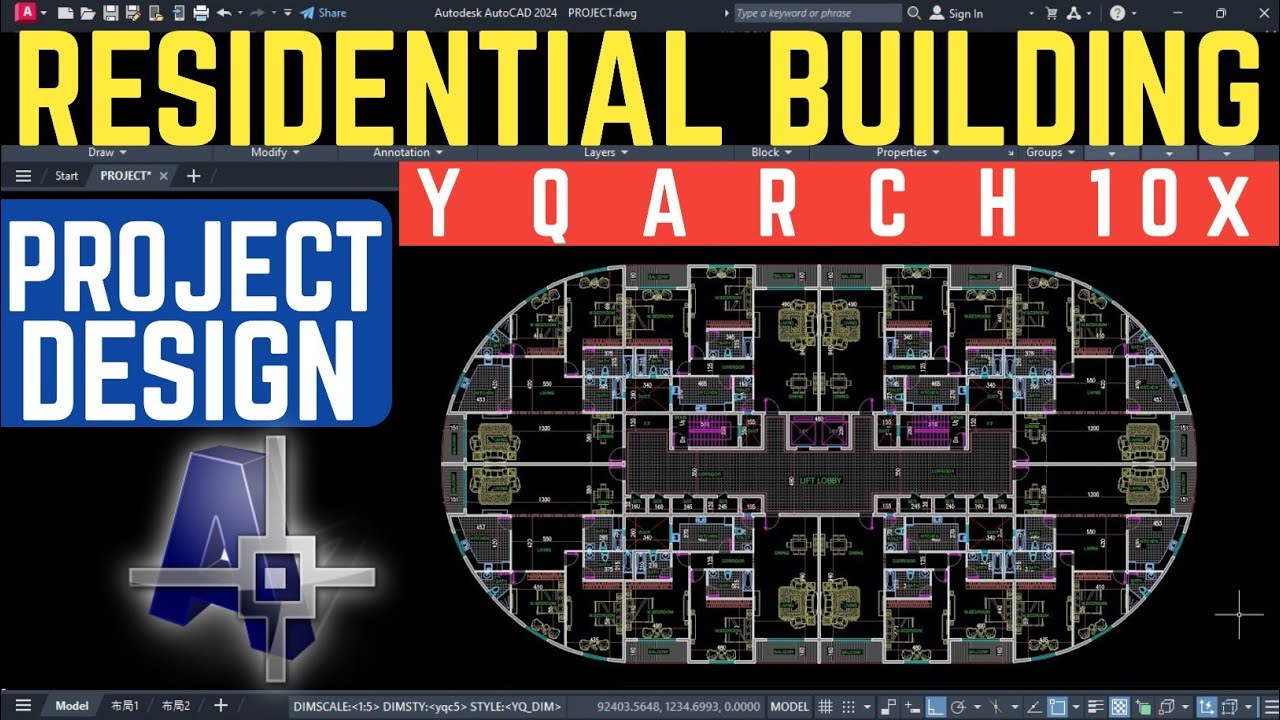 "AutoCAD Residential Floor Plan Tutorial | 10x Fastest Design with YQArch & LISP Tools"