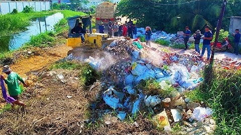 Amazing Best Actions!! Filling Land, Garbage Dump & Clear and Delete Trash Into Pond By Skills Dozer