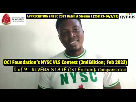 Appreciations (2nd Edition; Feb 2023): OCI Foundation’s VLS Social Media Contest with the NYSC