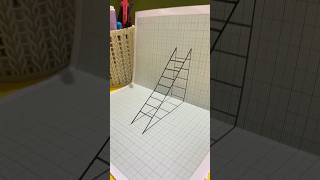 ✍️☺️How to draw 3D ladder ? on Graph paper ?shorts 3dshorts///