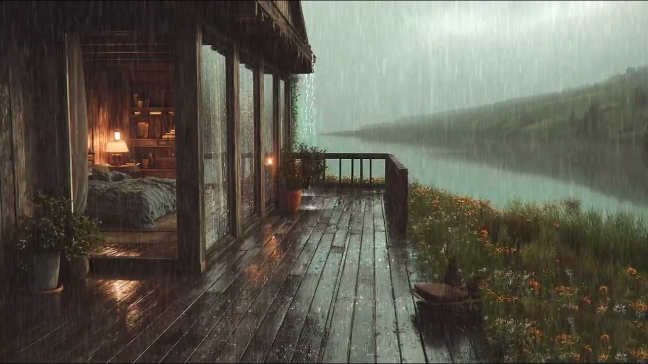 Rainy Night at the Lakeside Cabin | Soothing Rain Sounds for Sleep ...