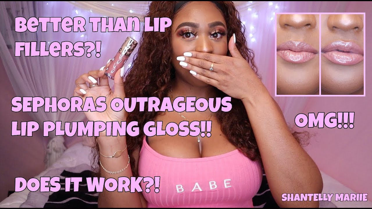 HOW TO GET BIGGER LIPS WITHOUT FILLERS OR INJECTIONS | SEPHORAS OUTRAGEOUS LIP PLUMPING GLOSS |