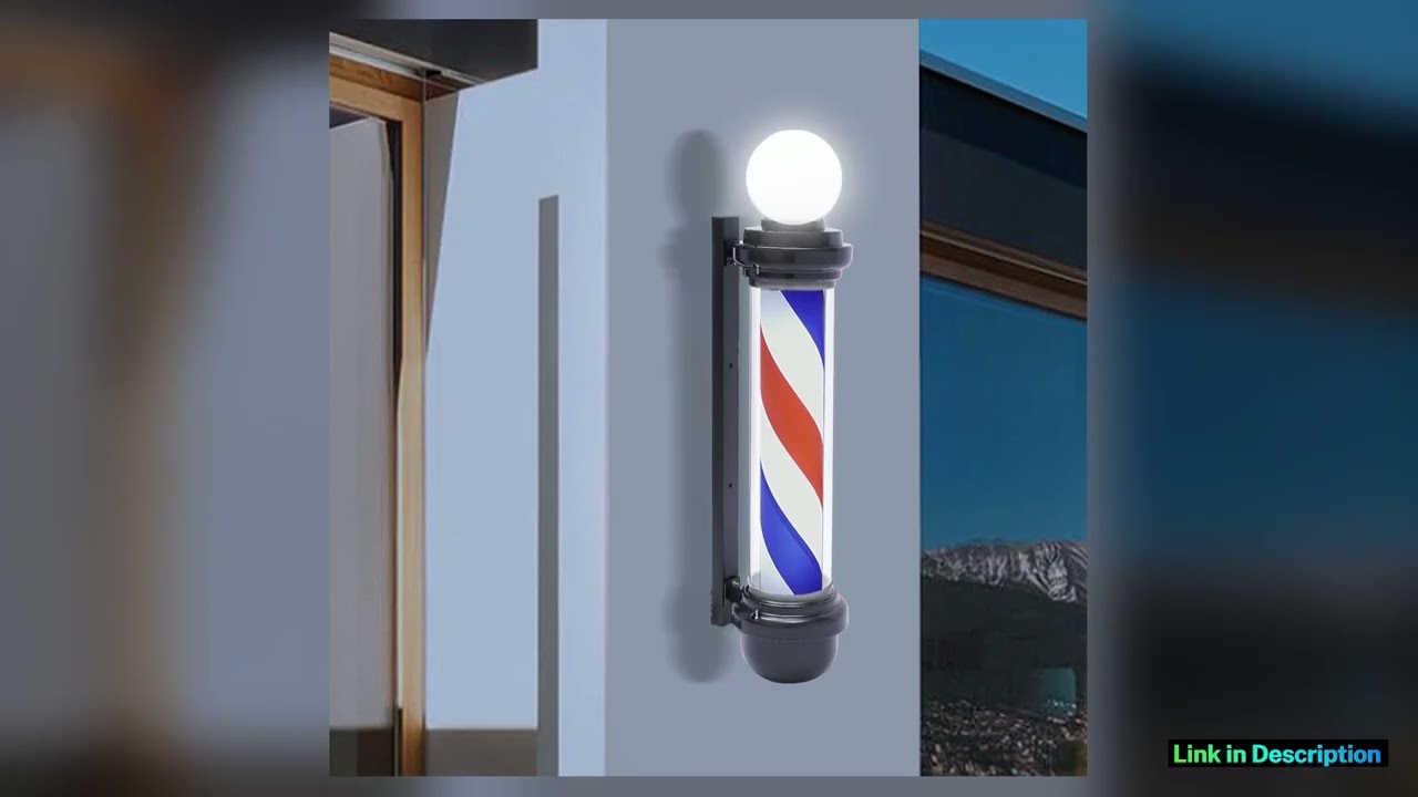 32 Barber Pole LED Light Red White Blue Rotating Stripes Hair Salon Shop Sign Rainproof for Outdoor