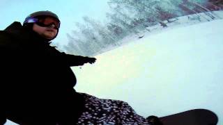 Snowboarding over Volchikha Mountain
