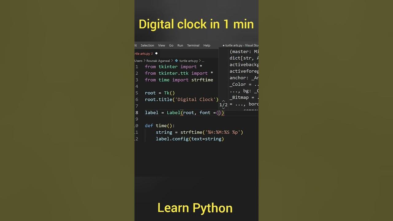 How to build a Digital Clock Using Python 🕒#coding #programming # ...